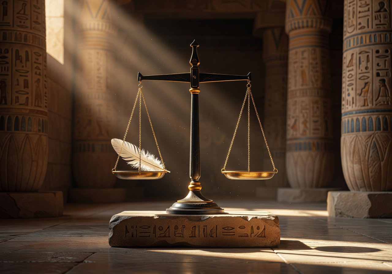 The ancient Egyptian scales of Maat perfectly balanced, symbolizing responsible gaming